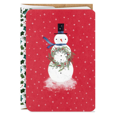 Snowman With Wreath Boxed Christmas Cards, Pack of 16
