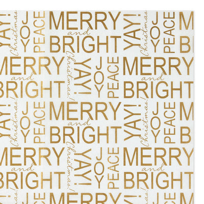 Gold Messages on White Christmas Tissue Paper, 6 sheets