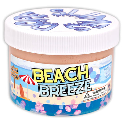 Blue and white swirled slime with a fresh beachy scent, soft texture perfect for calming sensory play and ocean-inspired fun.