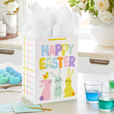 13" Happy Easter With Pastel Bunnies Large Gift Bag by Hallmark