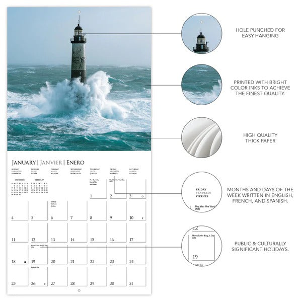 Lighthouses 12 x 12 Wall Calendar