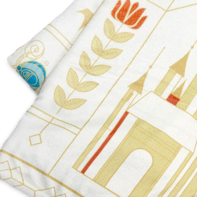 Disney Princess fleece throw blanket with castles from Cinderella, Beauty and the Beast, Aladdin, and  , 50x60 inches.