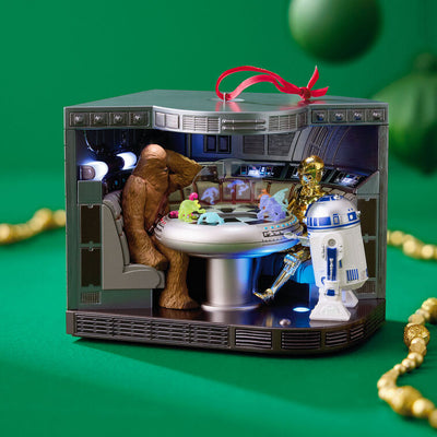 Star Wars Let the Wookiee Win ornament, Chewbacca, R2-D2, holochess scene, video, light and sound, Hallmark Keepsake, Christmas decoration.