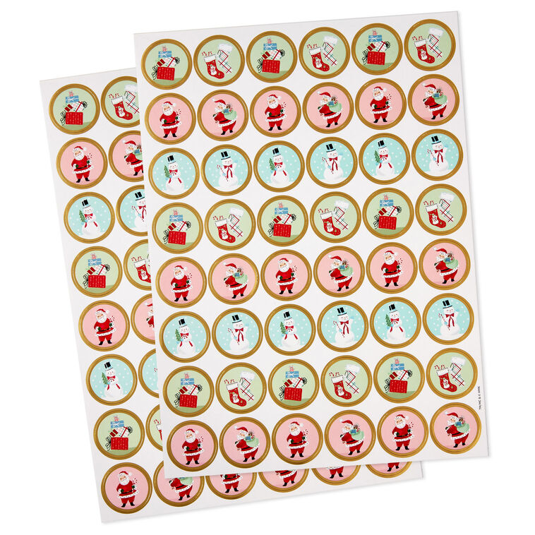 Nostalgic Winter Icons Round Christmas Seals, 2 Sheets