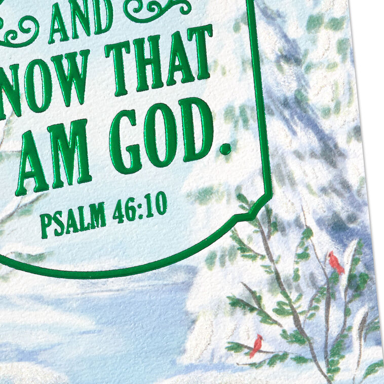 Be Still and Know Snowy Landscape Religious Boxed Christmas Cards, Pack of 16
