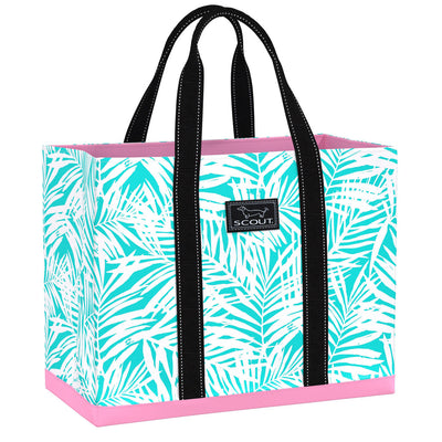 SCOUT Original Deano large tote bag in Miami Nice print with open top, durable handles, and burst-proof bottom for everyday carrying.