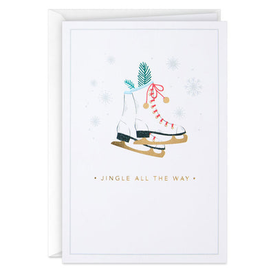 Ice Skates With Jingle Bells Packaged Christmas Cards, Set of 5