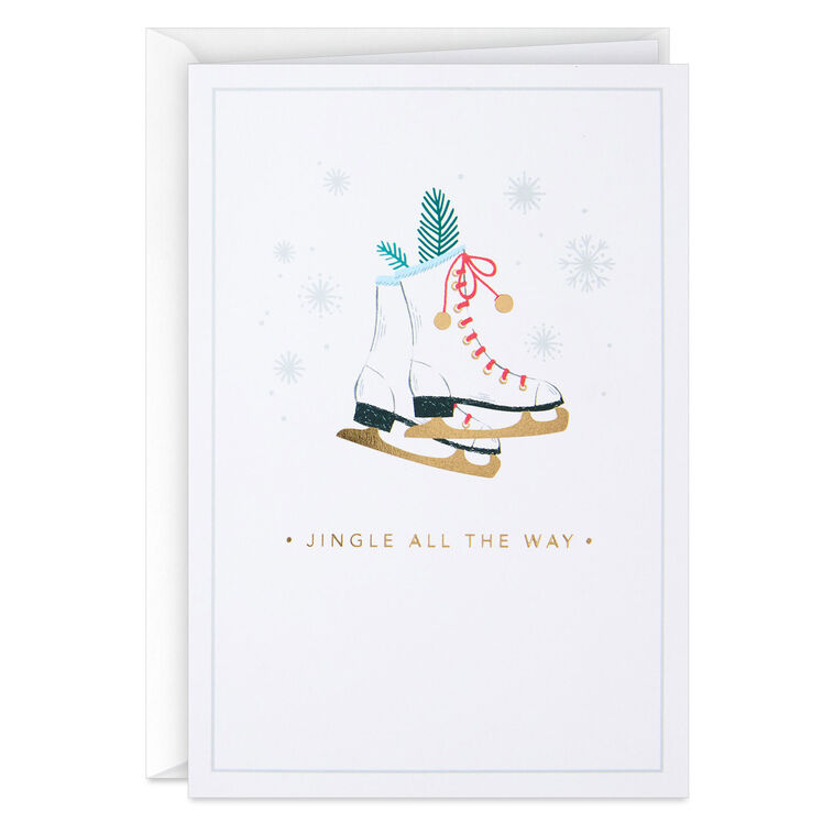 Ice Skates With Jingle Bells Packaged Christmas Cards, Set of 5