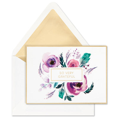 Purple Flowers Blank Thank-You Notes, Box of 8