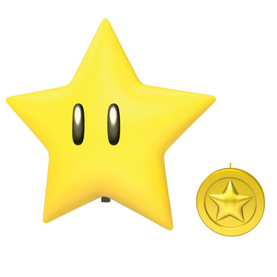 Nintendo Super Mario Super Star tree topper with glowing light and sound effects, remote control activated for synchronized