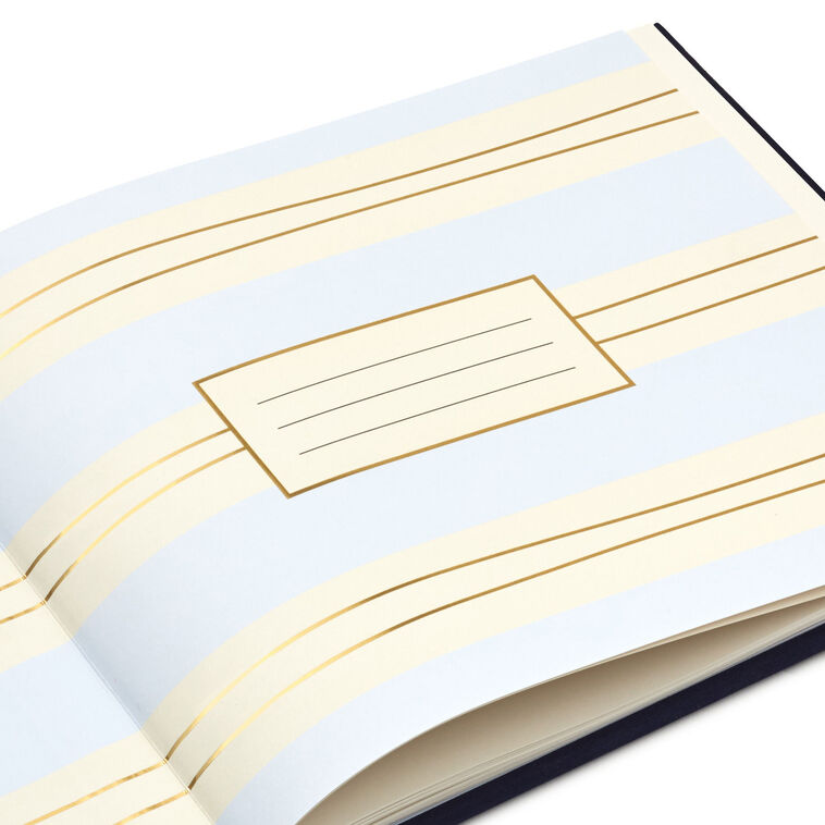 Gold on Navy Linen Customizable Guest Book