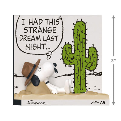 Hallmark Keepsake ornament of Spike, Snoopy’s brother, resting by a cactus and rock, comic strip design, Peanuts, 2025 Premiere event.
