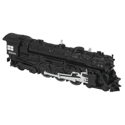 Mini New York Central 700E Hudson locomotive ornament, black die-cast metal train with turning wheels, Hallmark Lionel Trains collectible
