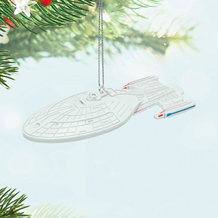 Mini U.S.S. Voyager starship ornament, Intrepid-class ship from Star Trek Voyager, Hallmark Keepsake sci-fi Christmas collectible
