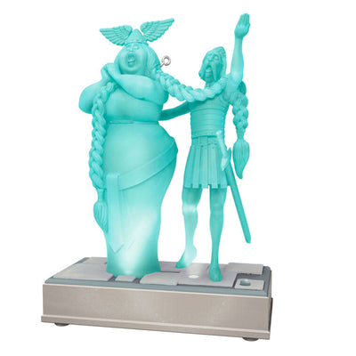 Haunted Mansion Opera Singers trio in ghostly blue, Hallmark Keepsake ornament with light and sound, Disney collection