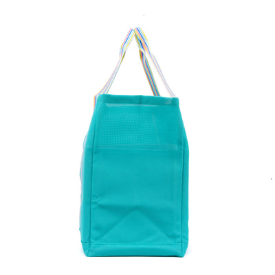 SCOUT Woven Tote Large Roadtripper in Sailors Delight with breathable striped fabric and a sturdy, removable structured bottom.