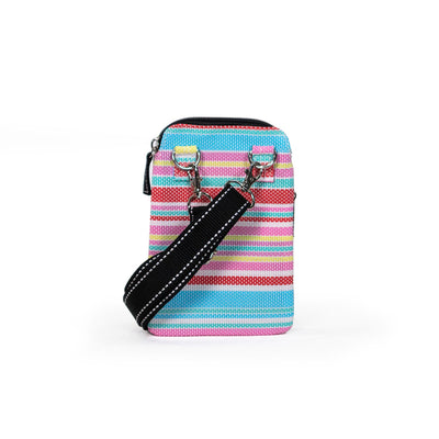 SCOUT Poly Pocket crossbody in One in a Melon print with two zippers, breathable fabric, and adjustable strap for everyday essentials.