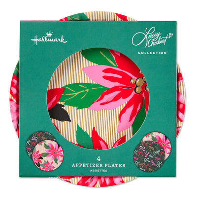 Lacey Chabert Collection Bow and Poinsettia Appetizer Plates, Set of 4
