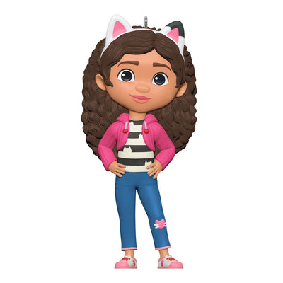 Hallmark Keepsake Gabby’s Dollhouse ornament, Gabby in cat-ears headband and pink jacket, holiday decor for preschool fans.