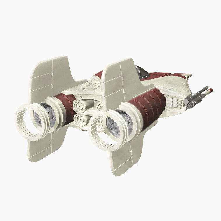 A-Wing starfighter ornament with red and white wedge-shaped design from Star Wars: Return of the Jedi.