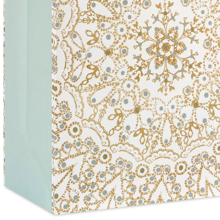 9.6" Snowflake Mandala Medium Holiday Gift Bag