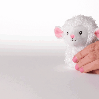 Hallmark Zip-Along Sheep Plush Toy, white stuffed animal with curly fur and pink ears, Easter gift for kids
