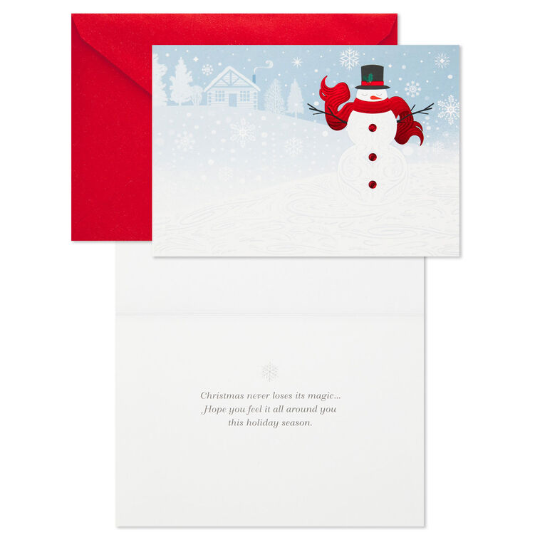 Cozy Snowman and Flurries Boxed Christmas Cards, Pack of 40