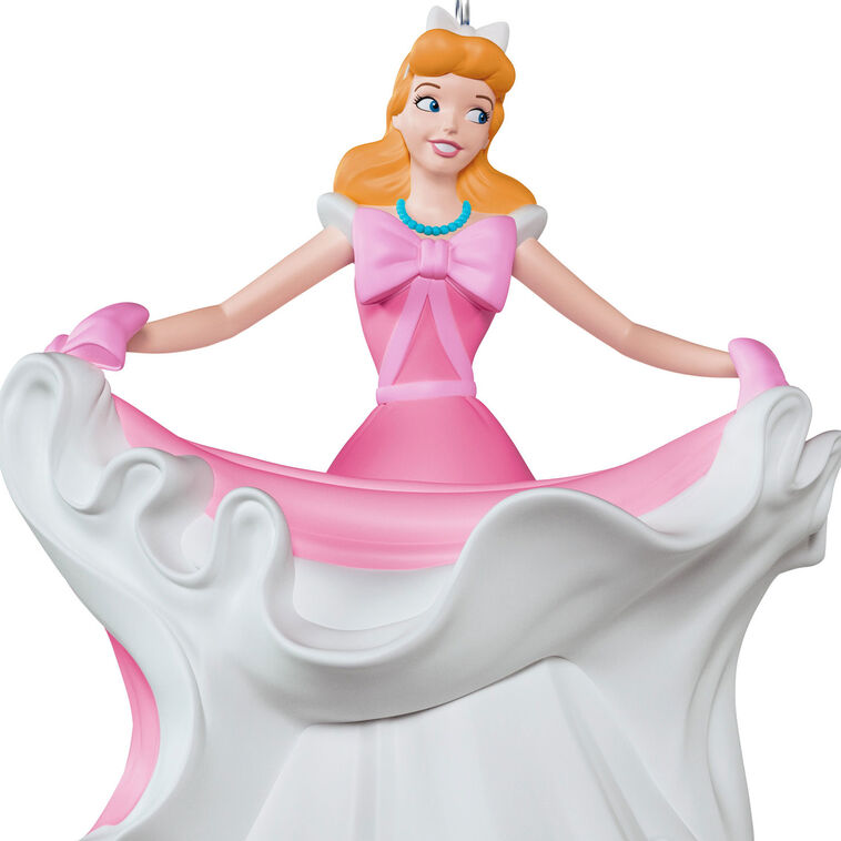Cinderella in pink and white dress Christmas ornament, spinning pose from The Work Song scene
