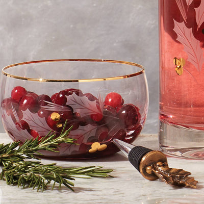 Holiday gold glass nut bowl