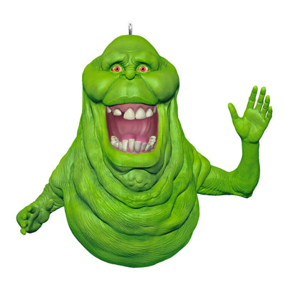 Slimer ornament, Ghostbusters green ghost, translucent collectible, Hallmark Keepsake, Christmas tree decoration, movie fan gift
