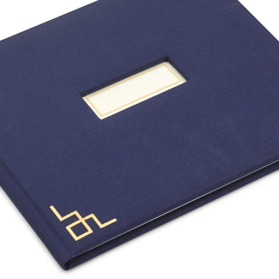Gold on Navy Linen Customizable Guest Book