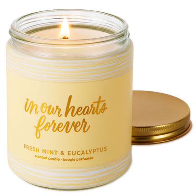 In our hearts forever fresh mint & eucalyptus scented jar candle, 7 oz.