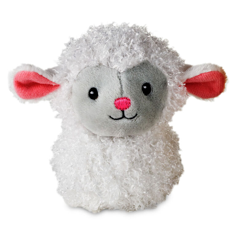 Hallmark Zip-Along Sheep Plush Toy, white stuffed animal with curly fur and pink ears, Easter gift for kids
