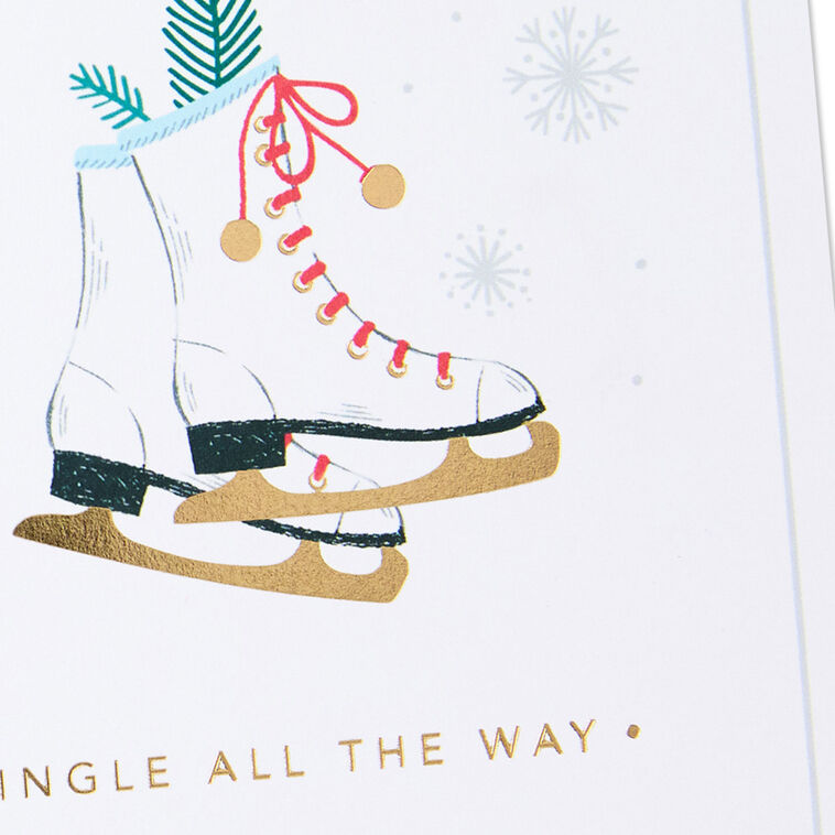 Ice Skates With Jingle Bells Packaged Christmas Cards, Set of 5