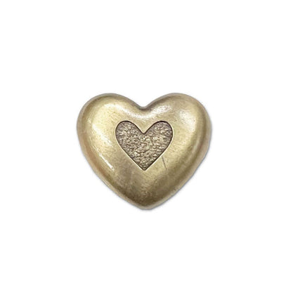 Hallmark heart-shaped metal pocket token with a burnished bronze finish and engraved inner heart.