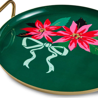 Lacey Chabert Collection Poinsettias on Green Serving Tray, 13"
