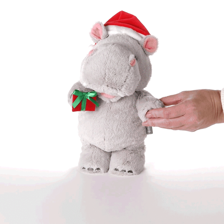 Musical Christmas Hippo Plush With Motion, 11"