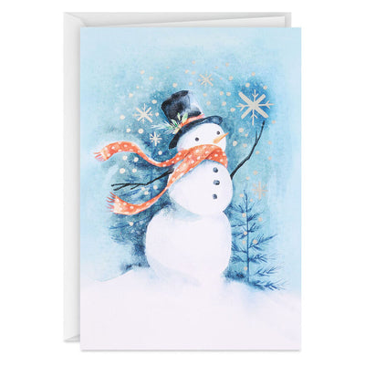 Snowman on Blue Boxed Christmas Cards, Pack of 16