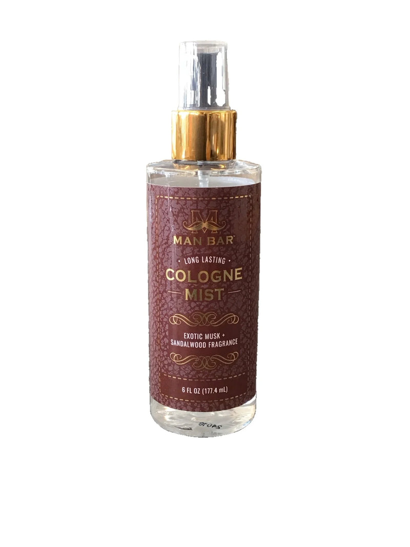 Exotic Musk & Sandalwood cologne mist spray bottle, 6 oz with radiant citrus and musk fragrance for men.