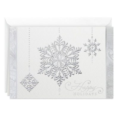 Silver Snowflakes Boxed Holiday Cards, Pack of 40
