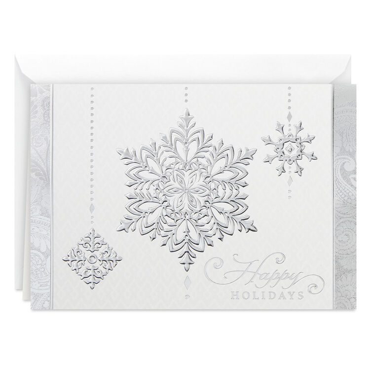 Silver Snowflakes Boxed Holiday Cards, Pack of 40