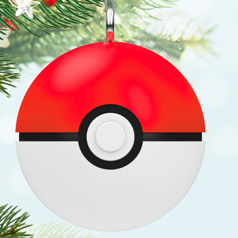 Set of six mini Pokémon Poké Ball ornaments including Poké, Great, Ultra, Master, Premiere, and Luxury Balls, for tabletop tree or display.