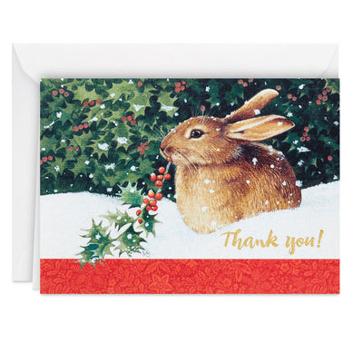 Marjolein Bastin Winter Bunny Boxed Blank Christmas Thank-You Notes, Pack of 10