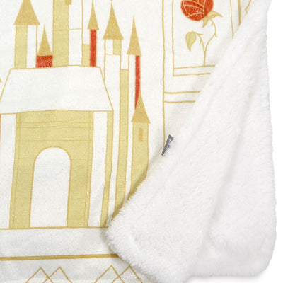 Disney Princess fleece throw blanket with castles from Cinderella, Beauty and the Beast, Aladdin, and  , 50x60 inches.