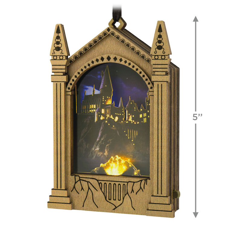 Hogwarts ornament, Harry Potter castle, musical papercraft design with lights, Hallmark Keepsake, Christmas tree decoration, wizarding collectible.