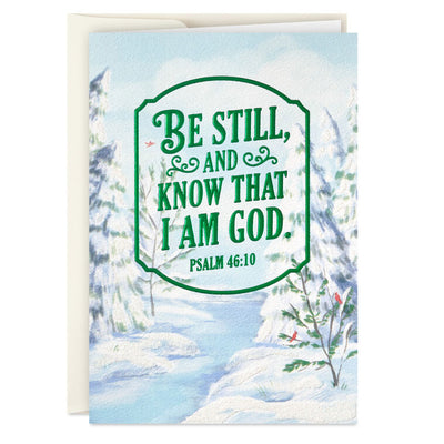 Be Still and Know Snowy Landscape Religious Boxed Christmas Cards, Pack of 16