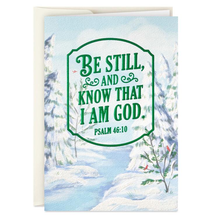 Be Still and Know Snowy Landscape Religious Boxed Christmas Cards, Pack of 16
