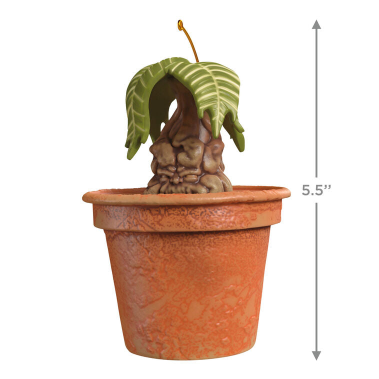 Mandrake ornament, Harry Potter magical plant in terra-cotta pot, sound feature, Hallmark Keepsake, Christmas tree decoration.