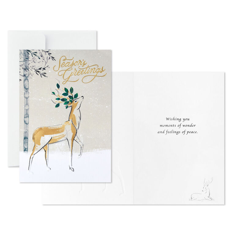 Stately Deer in Snow Boxed Christmas Cards, Pack of 12