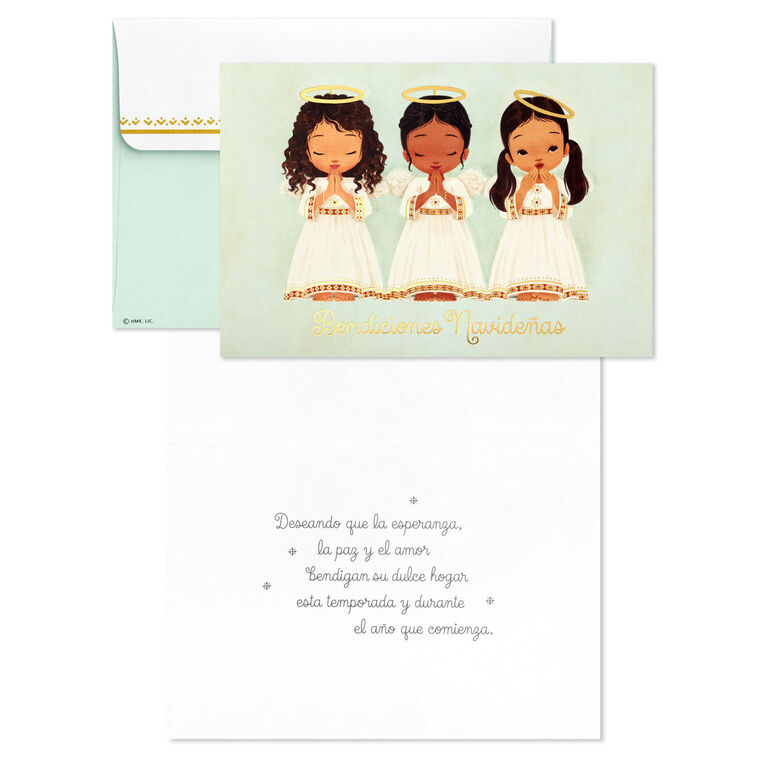 Three Little Angels Spanish-Language Boxed Christmas Cards, Pack of 16
